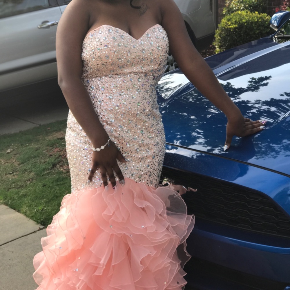 Pink Rhinestone Prom Dress - Picture 4 of 8